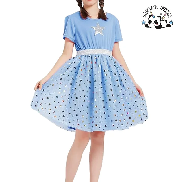 LEZONKIDS - Customized Sequined Star Kids Layered Tulle Sparkle Summer Tutu Dress for Girls 2-14 Years